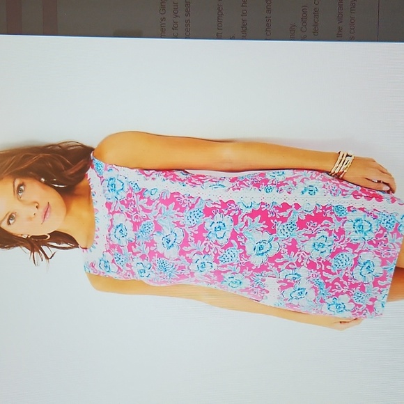 Lilly Pulitzer Ginge Shift Romper in Roxie Pink/Wave N Sea NWT Size 6 - Picture 3 of 16